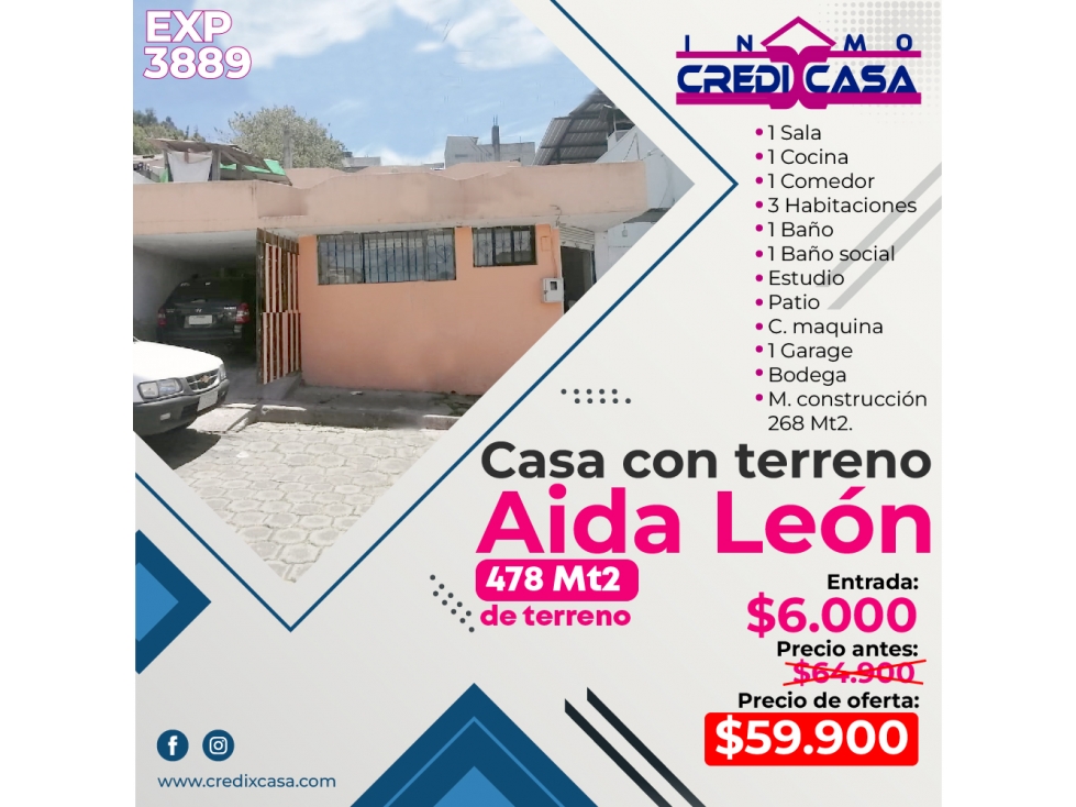 CxC Venta Casa con Terreno, AIDA LEON, Exp. 3889